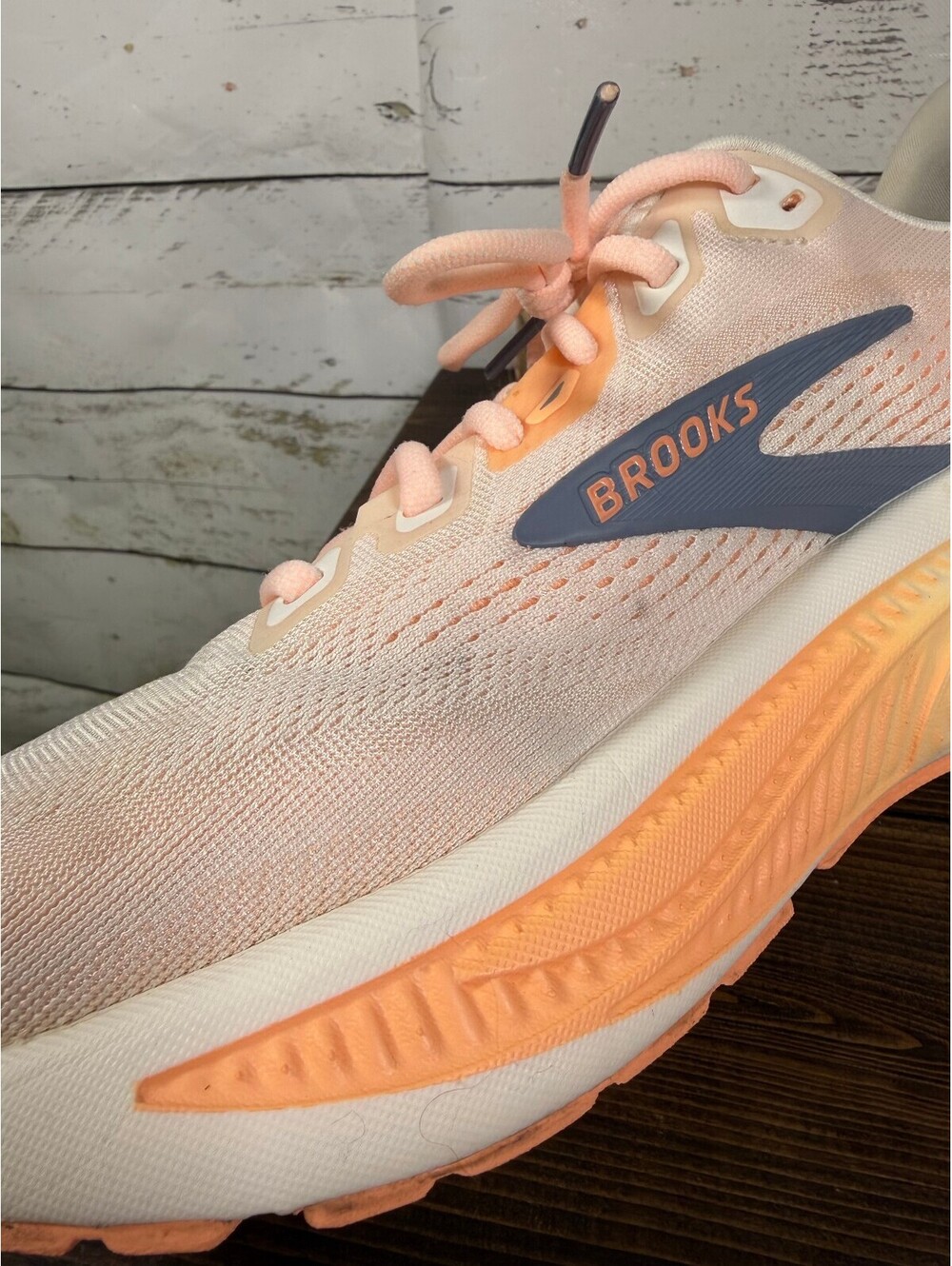 Brooks Ghost 18 Running Shoes Star White/Cyber Peach/Grey Size Women's 9.5 - Picture 7 of 8